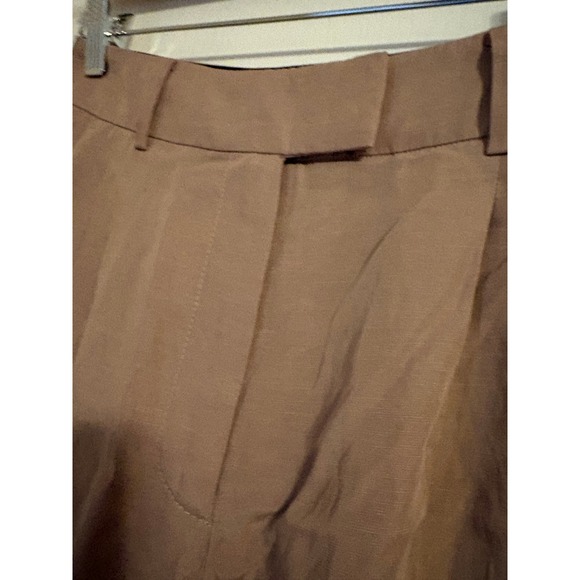 AllSaints Deri Lyn Shorts Mushroom Brown Lyocell Linen Pleated High Waist US 2 - Picture 4 of 7